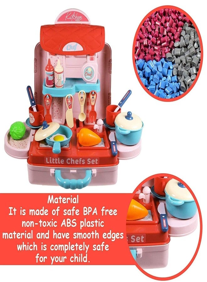 Mahi Enterprise 3-in-1 Portable Kitchen Suitcase Set - Pretend Play Cooking Toy for Girls with Food and Chef Accessories - Image 3